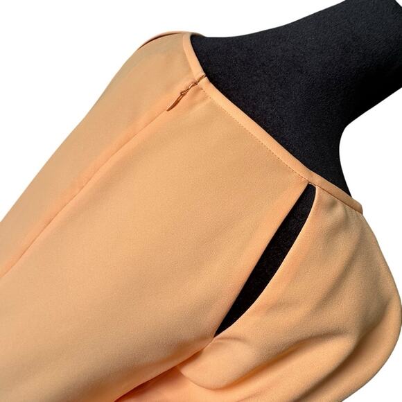 Tibi Alison Peek a Boo Long Sleeve Shift Dress Apricot Orange Wedding Guest ASO - Picture 11 of 15